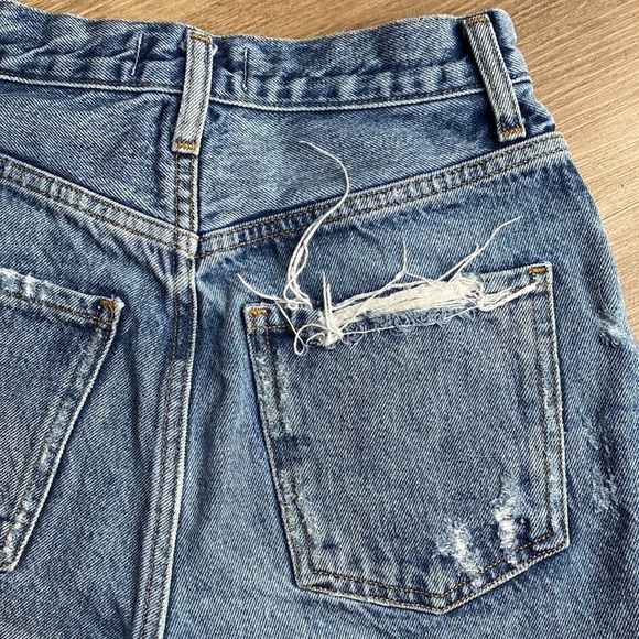 Agolde Dee Ultra High Rise Denim Distressed Blue Jean Shorts size 23 - Picture 10 of 16